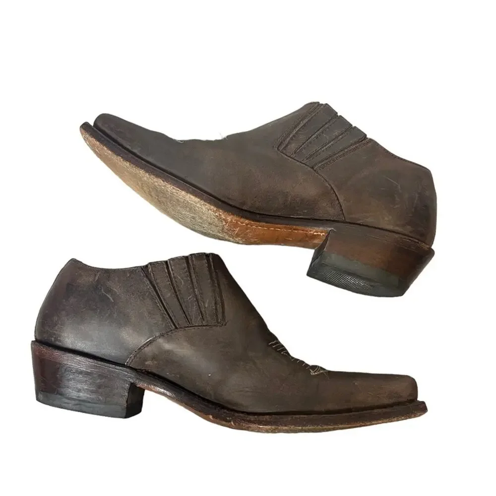 HF‎ Senka Spain limited brown leather shootie western shoes sz 8.5